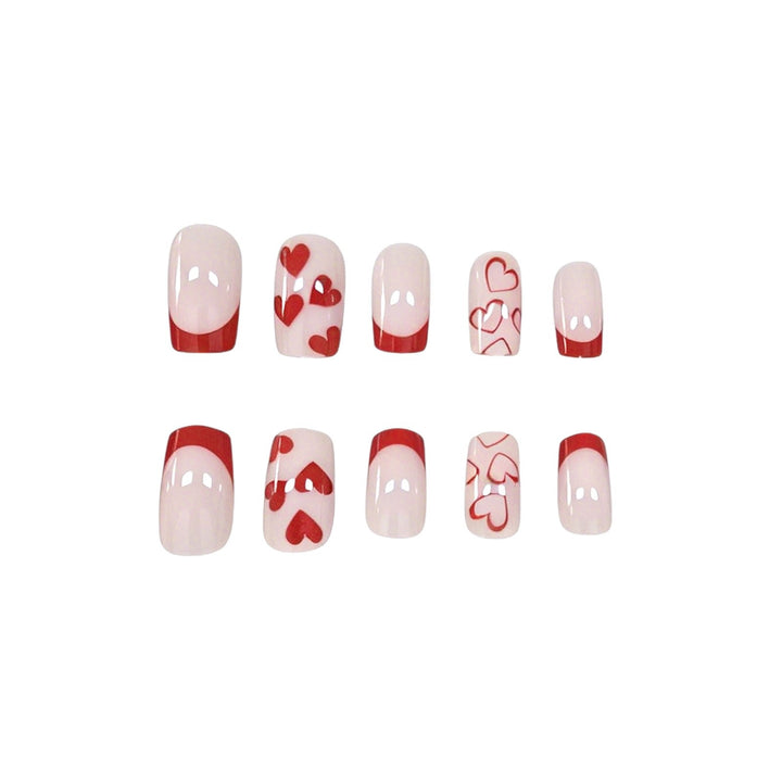 Artistic Heart-Design Acrylic Nail Enhancements Kalsten