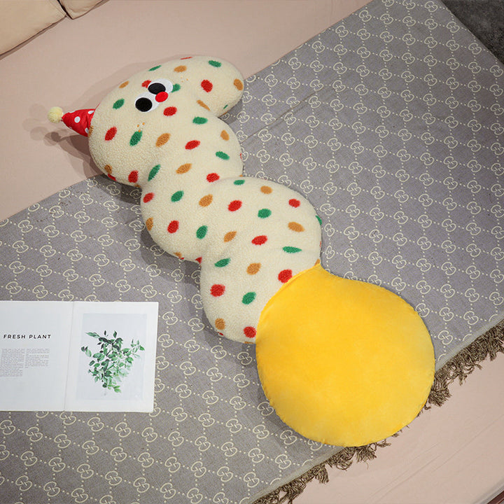 Cuddly worm-shaped plush decorative pillow as body pillow