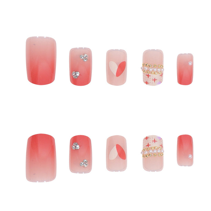 Decorative Press-On Nail Extensions with Gem Accents Kalsten