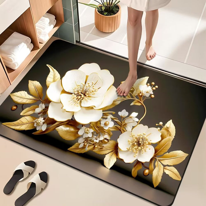 Floral Design Bathroom Mat Kalsten