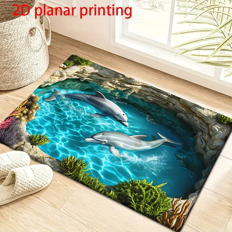 Cartoon Alligator-Themed Area Rug