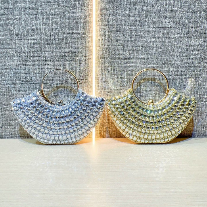 Rhinestone-Embellished Clutch Handbag