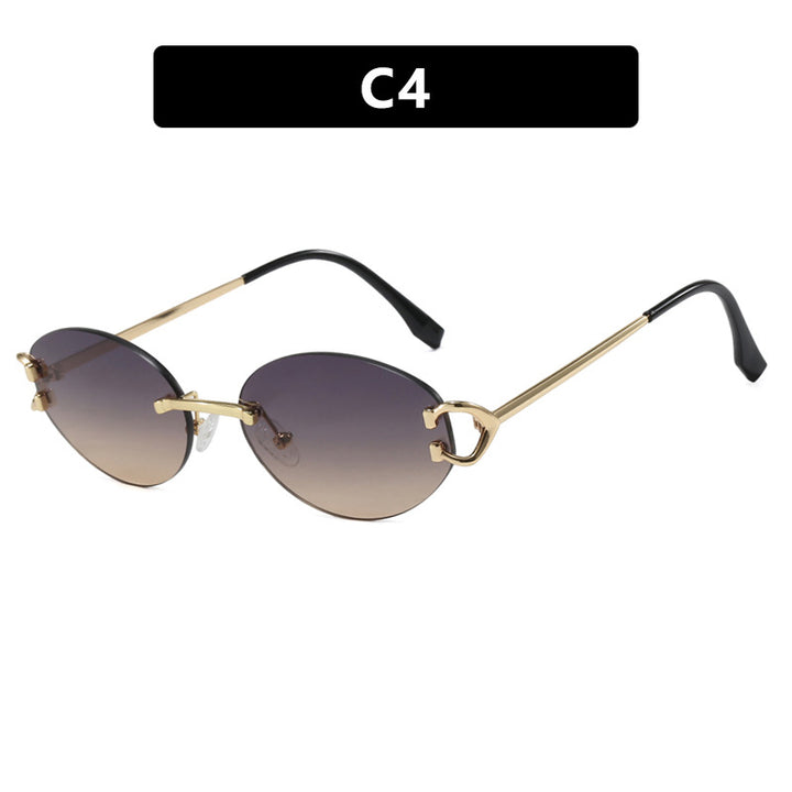 Women's elegant oval-shaped sunglasses with fashionable metal frame Kalsten