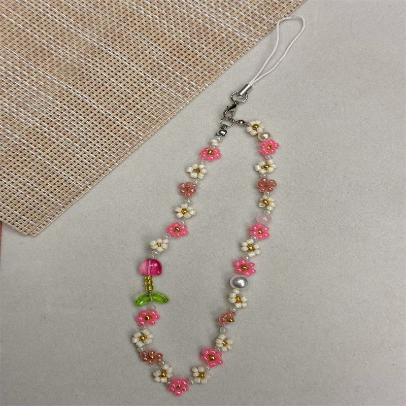 Floral Beaded Phone Strap Kalsten