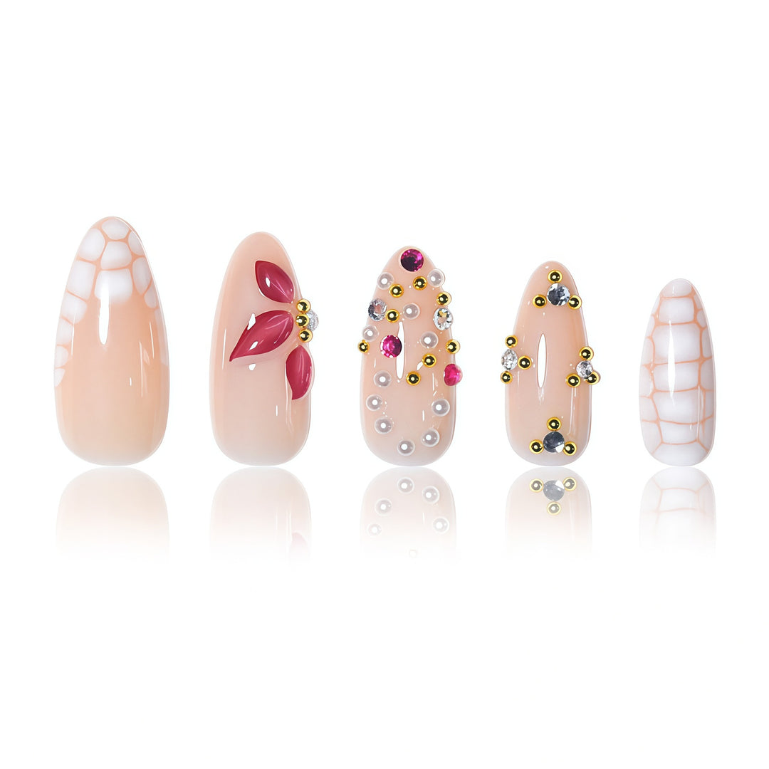 Elegant Floral Press-On Nail Art Extensions Kalsten 1787913980