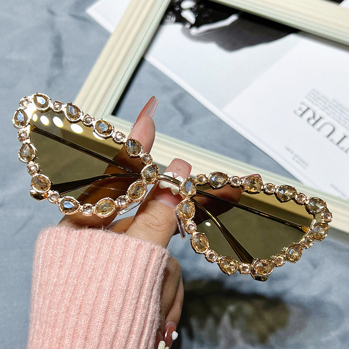 Heart-Shaped Rhinestone-Embellished Sunglasses Kalsten