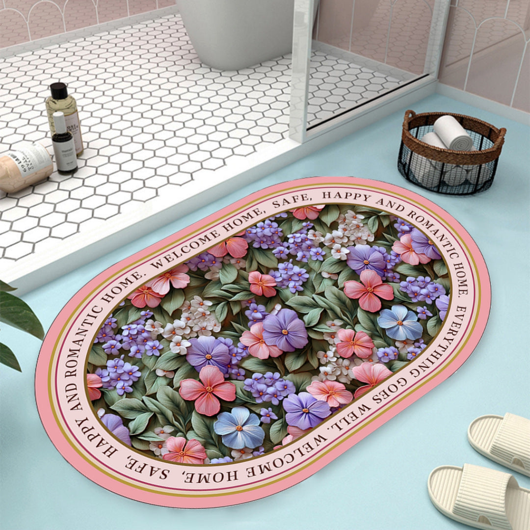 Floral Design Bath Mat Kalsten