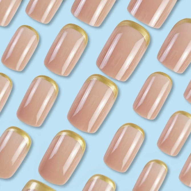 Luxurious Gold-Trimmed Gel Nail Enhancements Kalsten