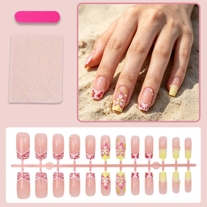 Nail art set with floral accents and glitter decorations Kalsten