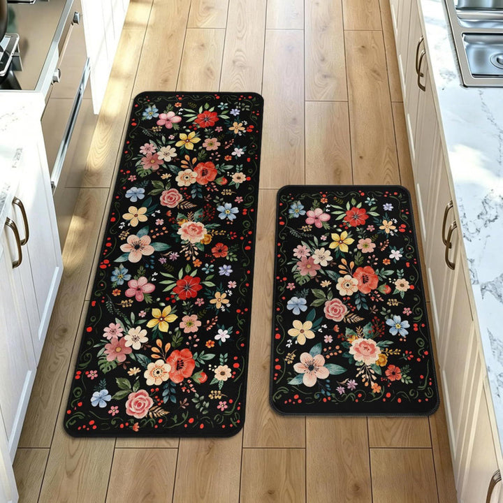 Floral Pattern Kitchen Comfort Mat Set Kalsten