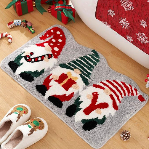 Festive Santa-Themed Bath Mat