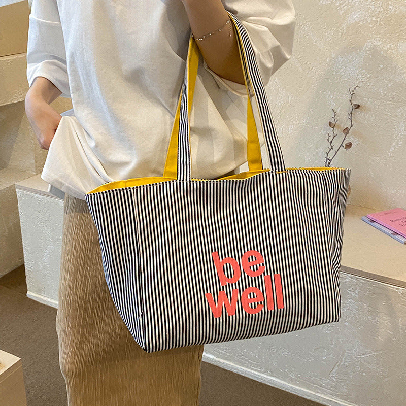 Striped Canvas Tote Bag