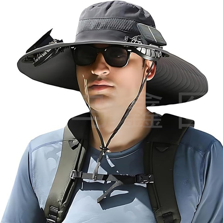 sun hat with solar-powered fan and wide brim Kalsten
