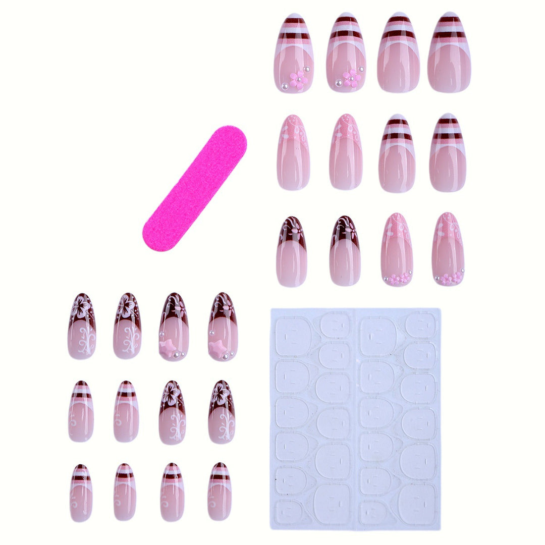 Artistic Floral Press-On Nail Enhancements Kalsten