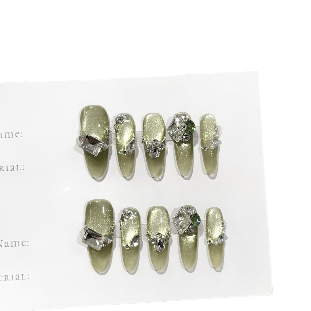 Glamorous Crystal-Accentuated Press-On Nail Set