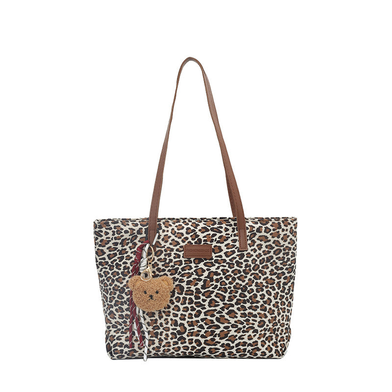 Leopard Print Canvas Tote Bag