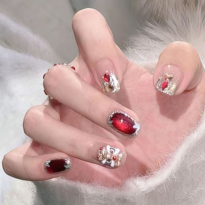 Elegant Gemstone Embellished Press-On Nail Set Kalsten