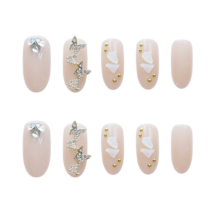Luxury Decorative Press-On Nail Art with Gem Accents Kalsten