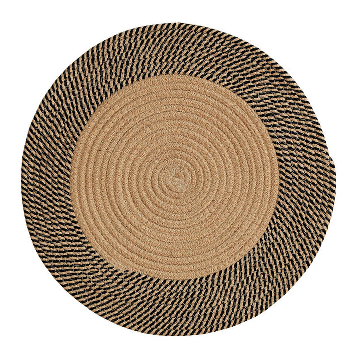Rustic Round Rug with Fringes Kalsten