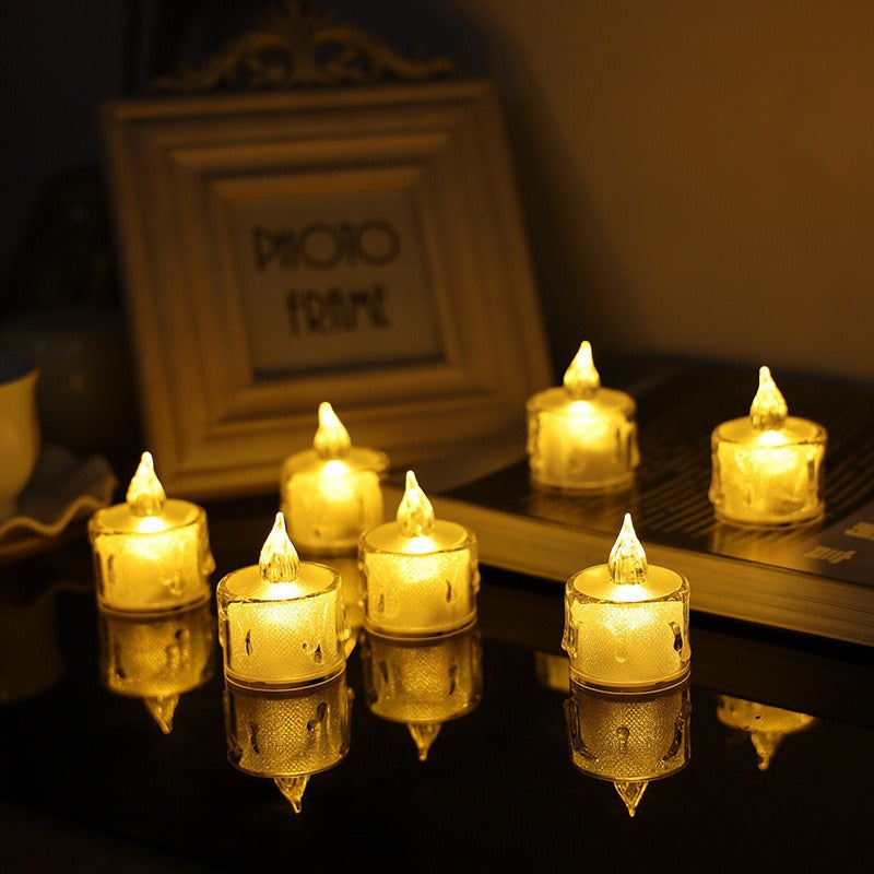 Decorative Flameless LED Tealight Candle Set with Realistic Dripping-Wax Glass Holders Kalsten