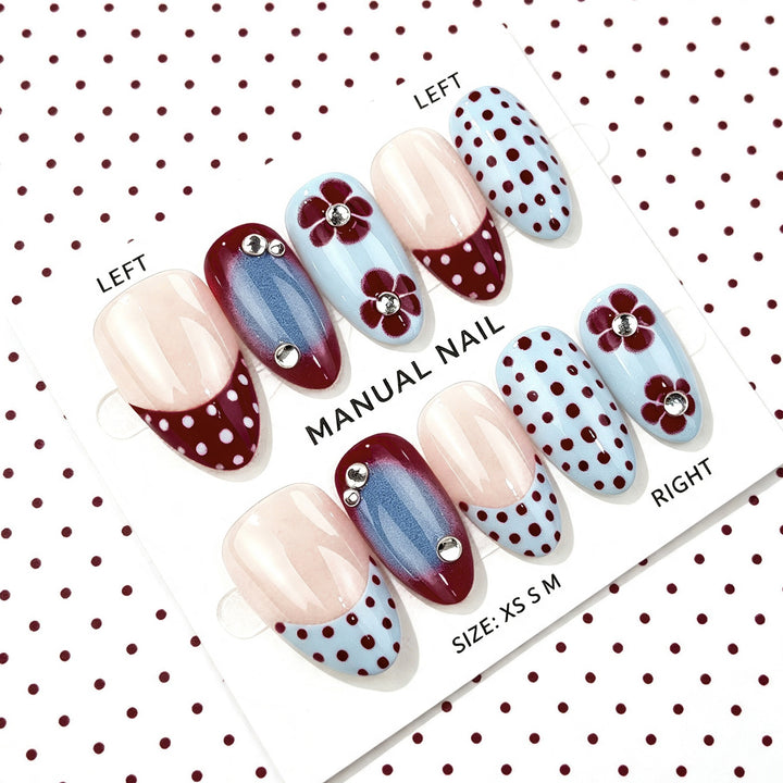 Floral Pattern Manual Press-On Nail Set