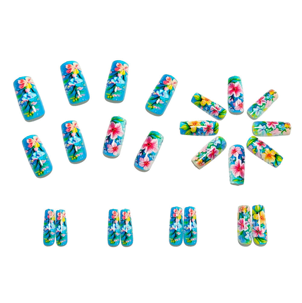 Artificial nail set with flower design and glossy finish Kalsten