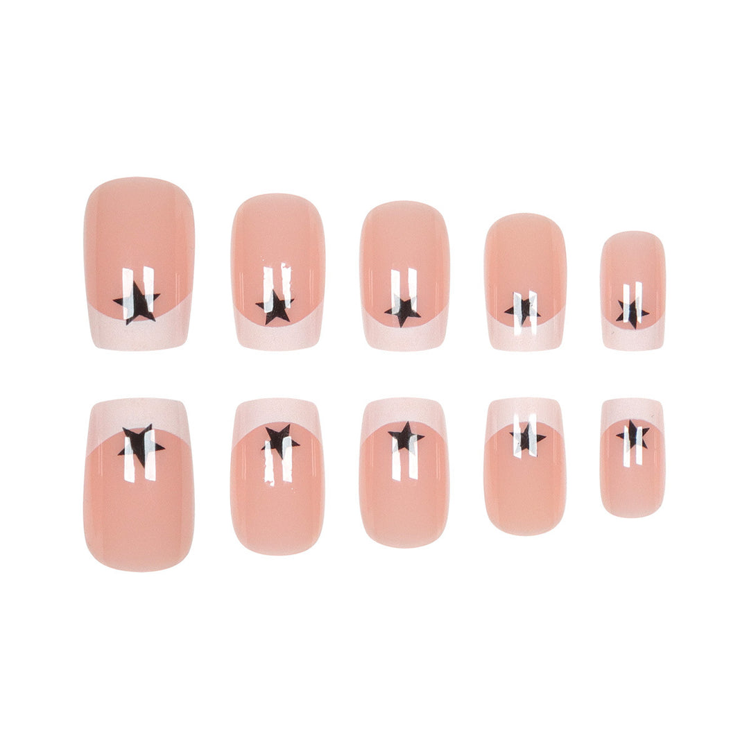 Artistic French Tip Press-On Nails with Star Accents Kalsten