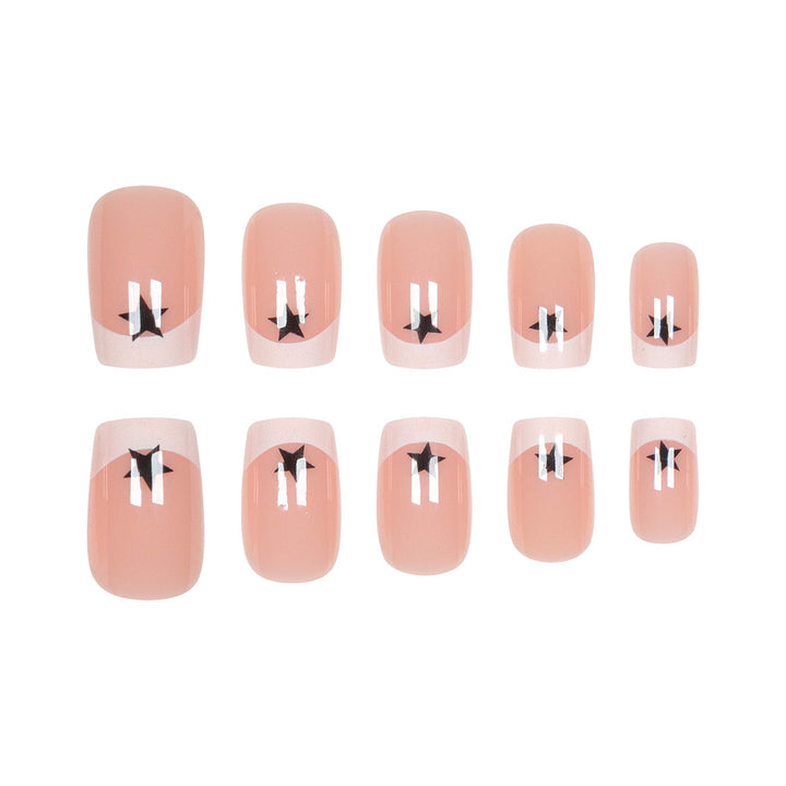 Artistic French Tip Press-On Nails with Star Accents Kalsten