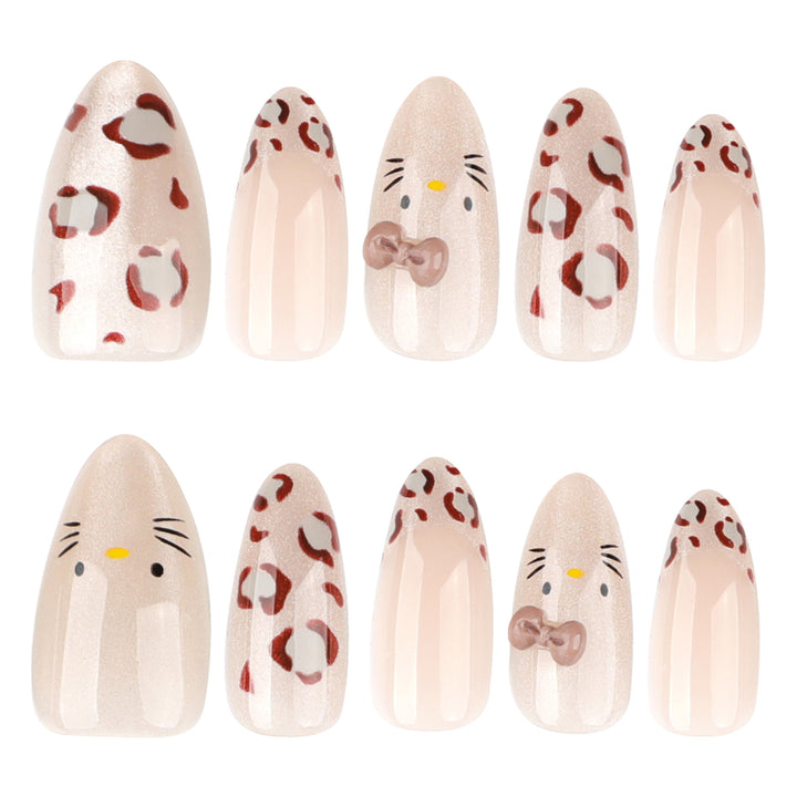 Creative Nail Art with Cute Cat Motif and Glitter Accents Kalsten