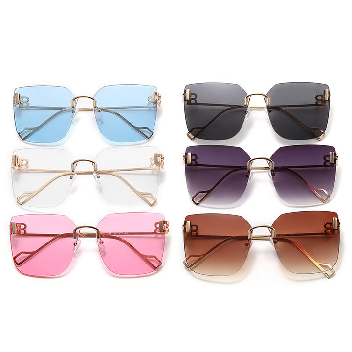 Women elegant square sunglasses with gold-colored metal frame Kalsten