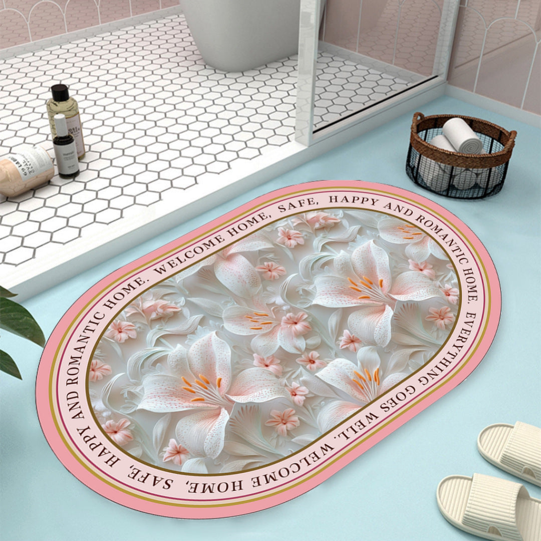 Floral Design Bath Mat Kalsten