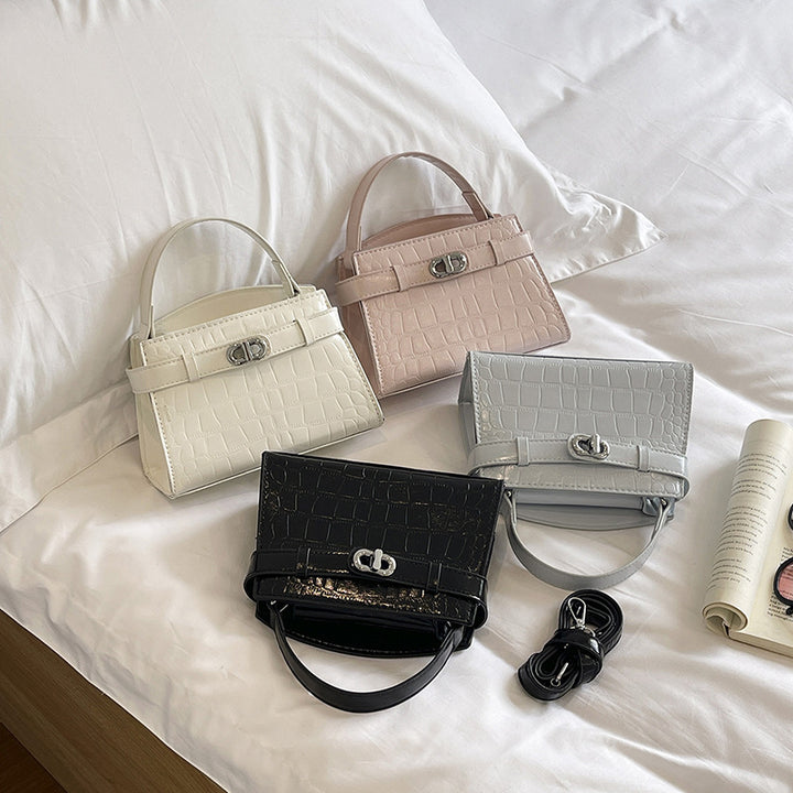 Croc-Embossed Structured Handbag