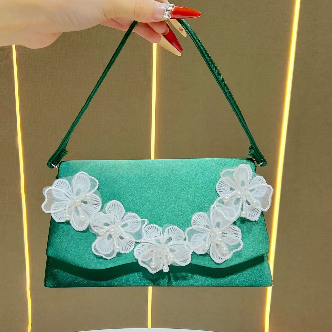 Floral-Accented Evening Handbag