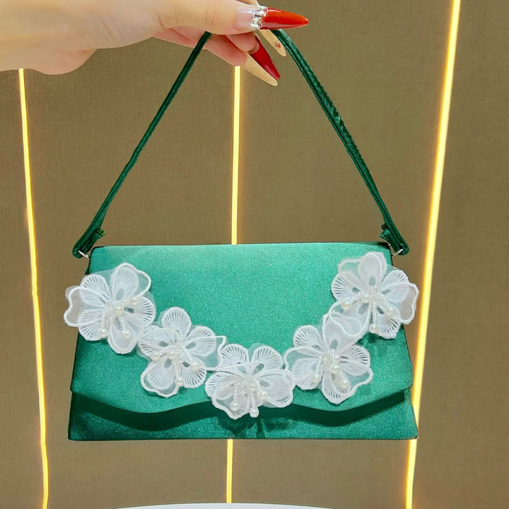 Floral-Accented Evening Handbag