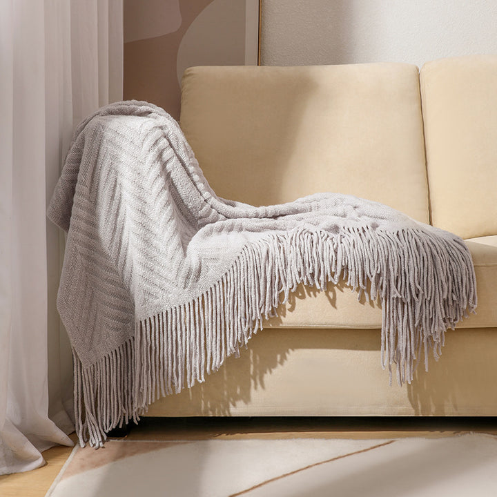 Cozy Knit Fringe Blanket Kalsten