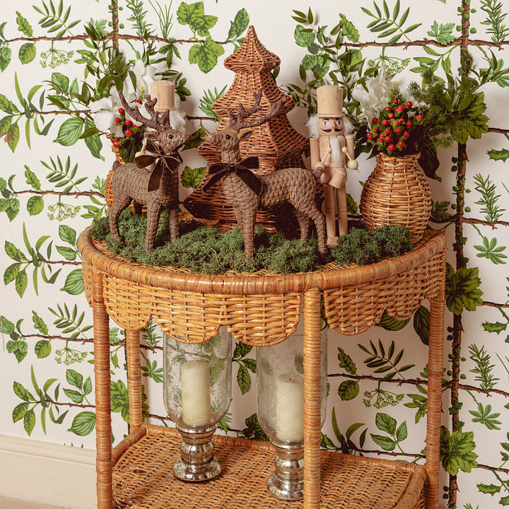 Round wicker table in vintage style Kalsten
