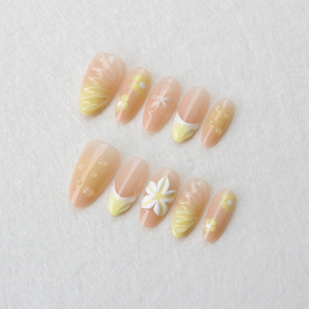 Artistic Floral Press-On Nails