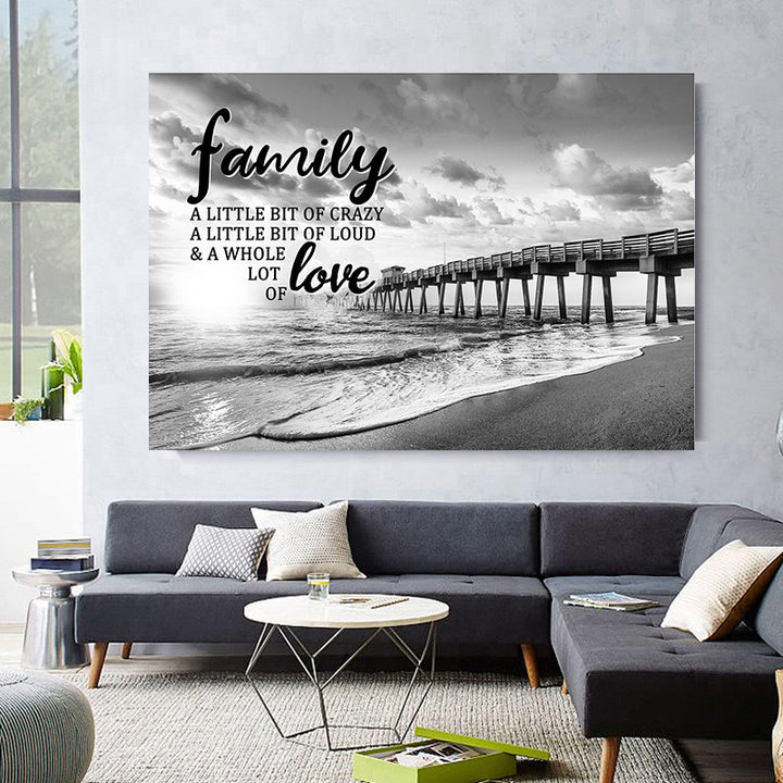 Family Quote Canvas Wall Art With Rustic Signpost Dock Photographic Print