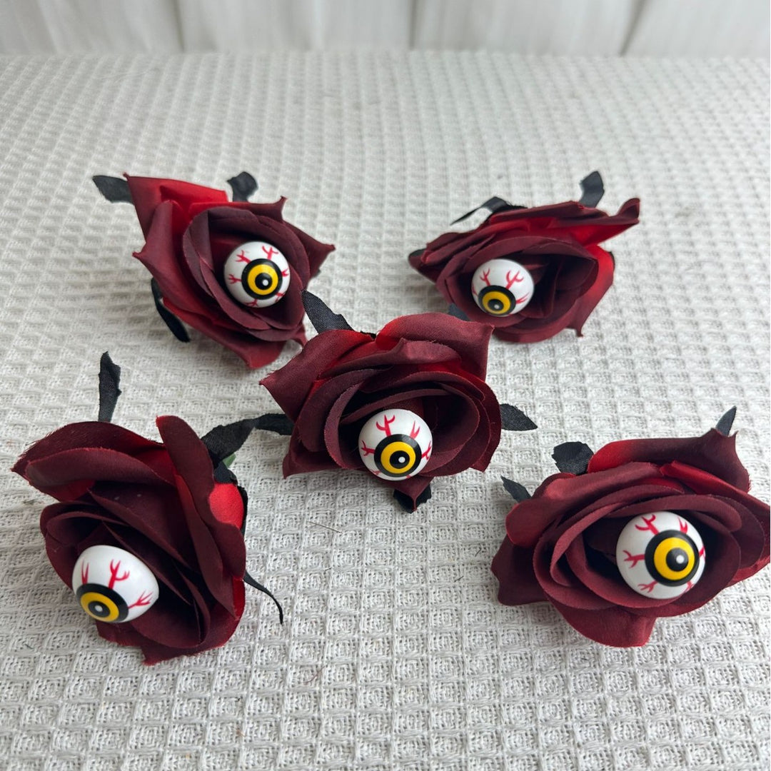 Set of delicate fabric rose hair clips for bridal and festive hairstyles