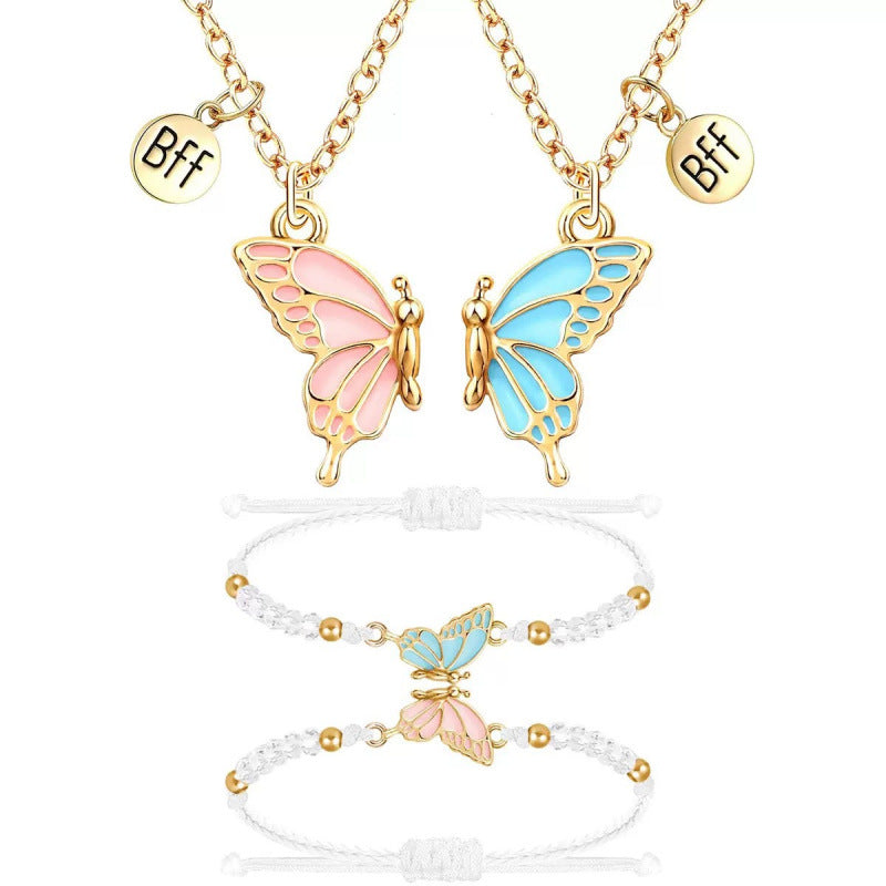 Butterfly Charm Necklace and Bracelet Set Kalsten