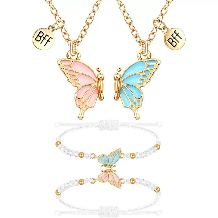Butterfly Charm Necklace and Bracelet Set Kalsten