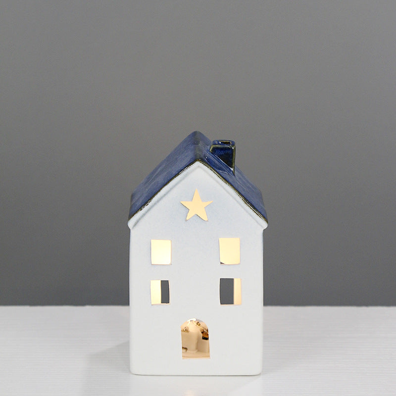 Ceramic House-Shaped Decorative Lantern Kalsten