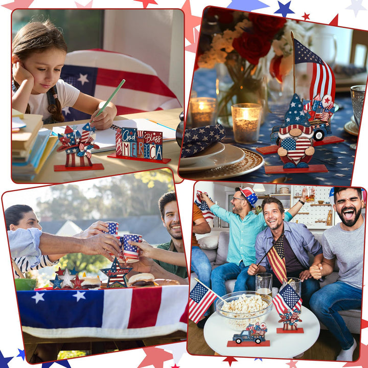 Unisex nan decorative wooden table decor Americana set with multi-part stars and figures Kalsten