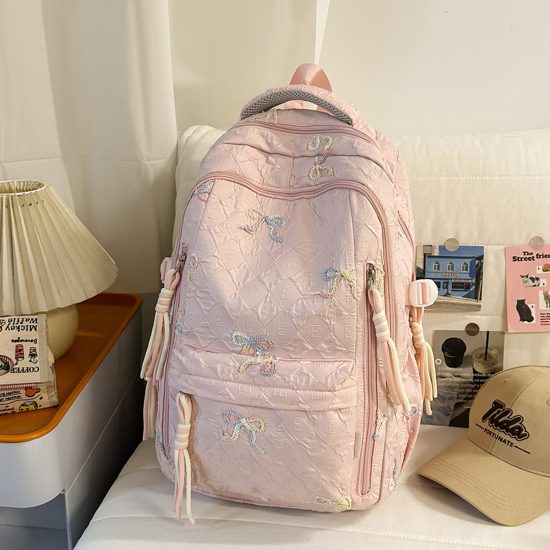 Embroidered Quilted Backpack Kalsten