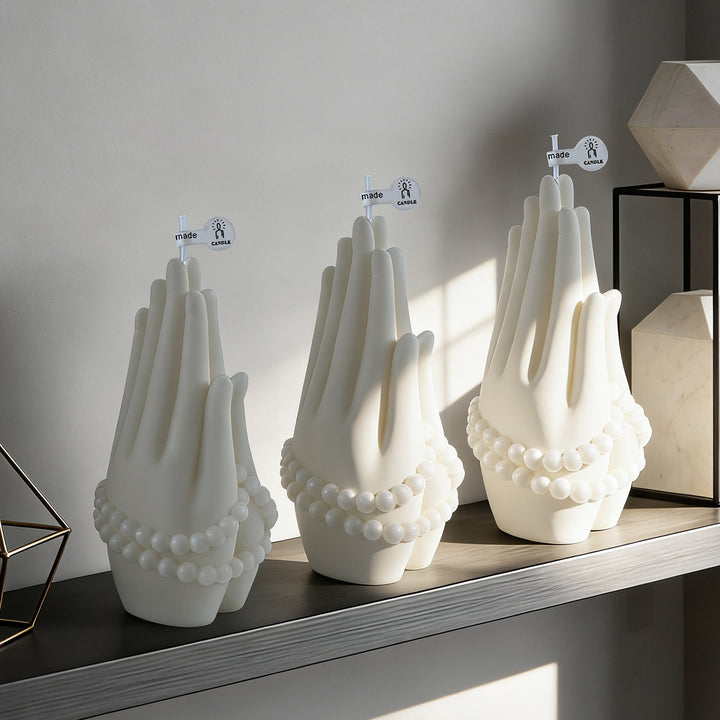 Sculpted Hands Decorative Candle