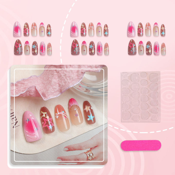 Artistic Star Pattern Press-On Nail Set