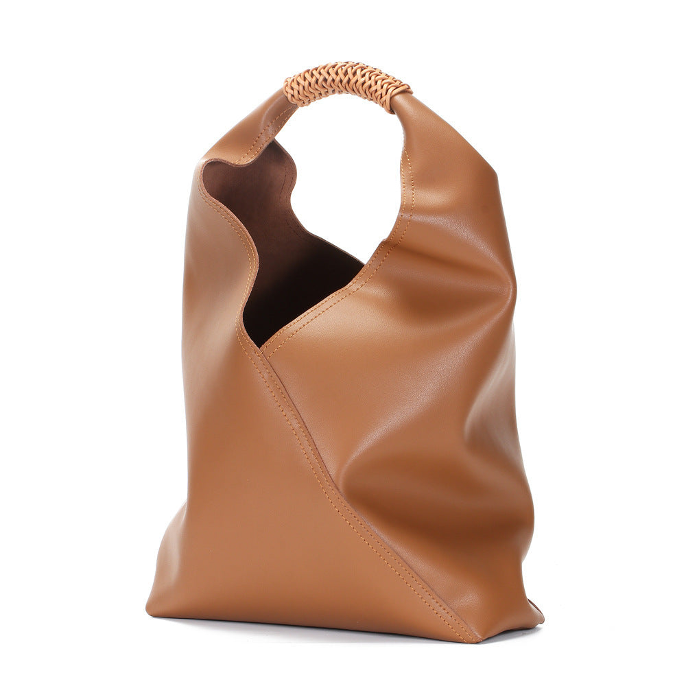 Asymmetrical Slouchy Hobo Tote with Braided Top Handle