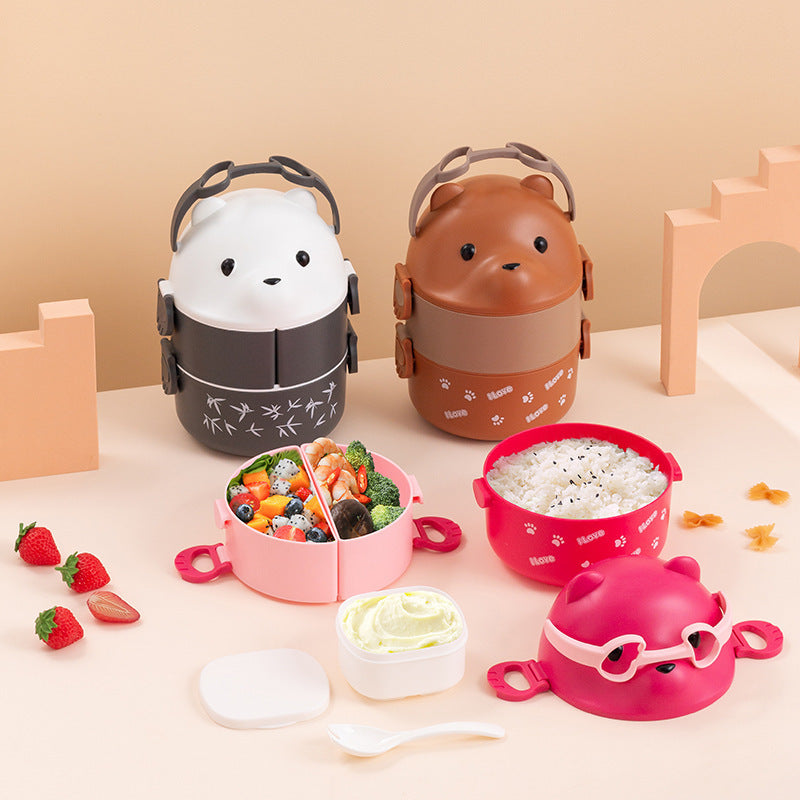 Cute Bear-Themed Stackable Lunch Box