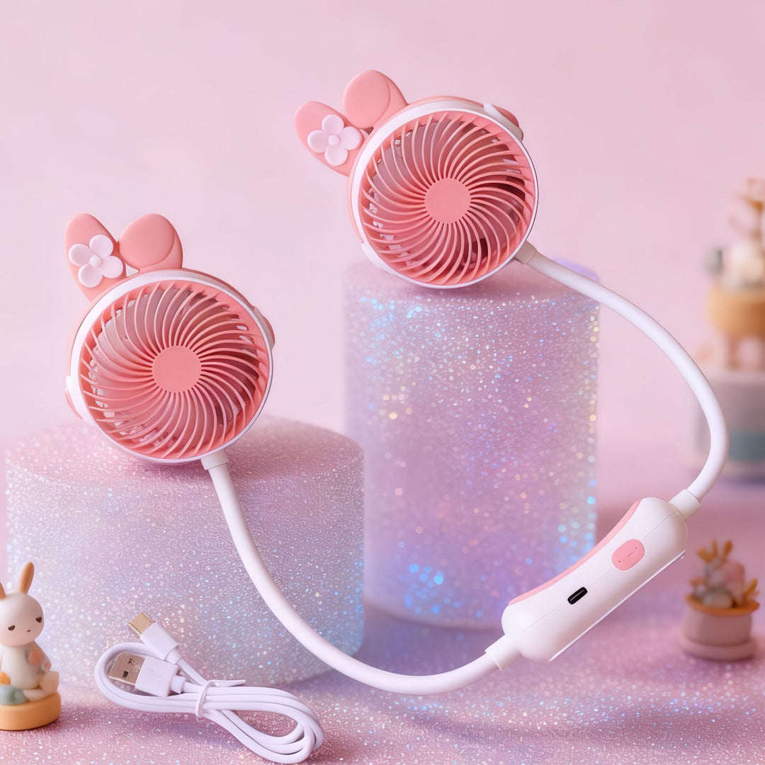 Women's Portable Mini Neck Fan with Dual Blower Kalsten