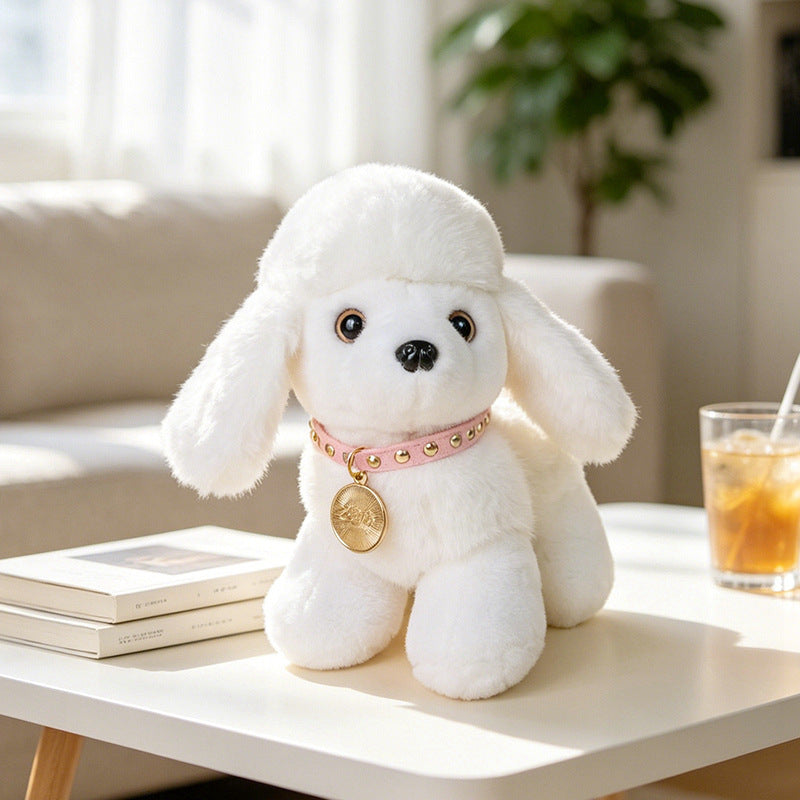 Plush Rottweiler-Style Collectible Puppy with Studded Collar and Gold Medallion Kalsten